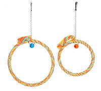 Parrot Swing Toy | 2 Sizes Cotton Rope Bird Perch for Chewing & Climbing | Hanging Cage Accessory for Parakeets/Cockatiels/Conures | Secure Safe Design with Hook (Naranja + Verde Claro)
