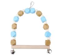 Parrot Swing with Bell & Wood Blocks | Real Wood Non - Hazardous Bird Toy | Easy - Hang Swing for Parakeets/Lovebirds/Cockatiels | Polished Perch, 5.9in Long