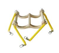 Parrot Swing, Wooden Bird Hammock, Hanging Cockatoo Toy, Spring Suspension, Chewing Station, Foraging Fun, for Budgerigar, Conure, Cockatiel Activity Playtime, 7.09x4.13x9.06 Inches