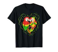 Parrot Tomados De La Mano Parejas Amor Corazón Arte Diseño Camiseta