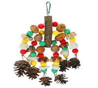 Parrot Toy, Foraging Design, 30 x 22 x 2 cm / 11.82 x 8.67 x 0.79 Inches Natural Multicolored Blocks, Bite-Resistant Material, Hanging Style, African Grey or Macaw Use Wood