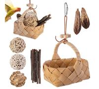 Parrot Toy Set - Natural Wood Chewing Climbing Bundle | Safe Bird Play Toys For Long Tailed Parrots, Budgerigars, Cockatiels | 150g Wooden Enrichment Accessories