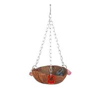 Parrot Toy Squirrel Hammock | Coconut Shell Hanging Basket Sling with Acrylic Rings | Bite Tolerant & Sturdy Pet Toy for Birds/Parakeets/Small Animals