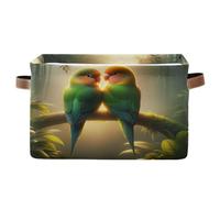 Parrot Tropical Love Birds - Caja de almacenamiento plegable decorativa con asa para el hogar y la oficina, juego de 2 unidades