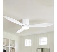 Parrot Uncle Ventilador de Techo ABS con Luz LED 24W, Mando a Distancia, 6 Velocidades, Ultra silencioso, 3 Aspas 132 cm de Diámetro, Función Verano-Invierno, Temporizador, Blanco