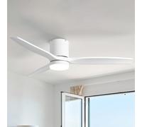 Parrot Uncle Ventilador de Techo ABS con Luz, Mando a Distancia, 24 W, 6 Velocidades, Ultra silencioso, 3 Aspas 132 de Diámetro, Función Verano-Invierno, Temporizador, LED, Blanco