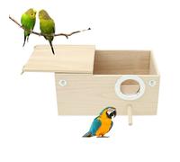 Parrot Wood Breeding Box - Wood, Bird Nest Cage House | Parakeet Nesting Box with Perch Stand, Breeding and Mating Birdhouse for Finch, Cockatiel, Conure, Indoor and Outdoor Aviary, Pet Bird