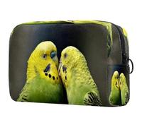 Parrots - Neceser para mujer, diseño de besos y periquitos, bolsa organizadora grande con cremallera, multicolor, 18.5x7.5x13cm/7.3x3x5.1in, Neceser