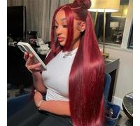 Parrucca Anteriore In Pizzo Da Donna Capelli Umani 13X4 Parrucca Frontale In Pizzo Color Rosso Dritto Parrucche Per Capelli Umani Parrucca Anteriore In Pizzo 13X6