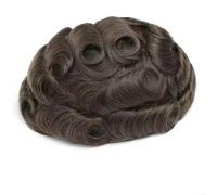 Parrucca uomo 0,06-0,08 mm, piel de poliuretano, encaje francés, piezas de cabello humano europeo para hombres, sistema capilar Parrucca (marrón claro medio, 8 x 10)