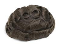 Parrucca uomo 0,1-0,12 mm de pelo sintético completo para hombre, sistema de reemplazo de cabello humano inyectado Parrucca (5#Medium Light Brown,6x8)