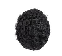 Parrucca uomo 20 mm pelo rizado para hombres, base de piel de poliuretano de 0,1 mm, pelo humano negro transpirable, sistema de repuesto Parrucca (6"x8")
