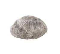 Parrucca uomo #580 Gris Transpirable Mono y Piel PU Prótesis de Cabello Hombre Toupet Liso Sistema de Pelo Humano Parrucca
