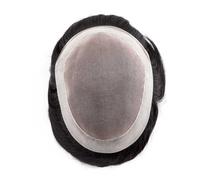 Parrucca uomo PU Piel Base Cabello Humano Masculino Prótesis Toupet para Hombres India Fino Mono Ancho Parrucca (1B#, 6x8)