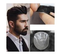 Parrucca uomo Sistemas de repuesto para hombres, piel fina, lazo en V, base completa de poliuretano, unidades de peluca para hombre, color negro natural, 120 % pelo humano, prótesis de pelo masculino