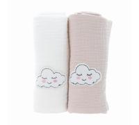PARSA BEAUTY Baby muselinas Bebe Set de 2 Piezas 100% Algodón 70x70cm Beige/Blanco - Paños de Muselina Suaves - Muselina ecológicos y prácticos - Fáciles de cuidar y Lavables