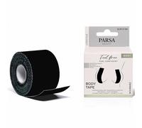 PARSA BEAUTY BodyTape - 5cm x 5m - Boob Tape para una sujeción y Comodidad Cinta de Pecho Negra para Cualquier ocasión - Cinta Corporal para señoras - Funcional, Elegante y a la Moda