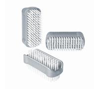 PARSA Beauty Cepillos de Doble Cara para Uñas y Manos | Juego de 3 Cepillos de Limpieza Eficaz y Resistente para Baño y Taller, Negro y Compacto, Tamaño Práctico