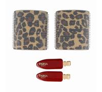 PARSA Beauty Hair Hero - Juego de rulos y clips para el pelo, aspecto de leopardo, sin calor, rizos voluminosos, color rojo