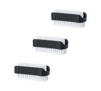 PARSA Beauty - Juego de 3 Cepillos de Doble Cara de Limpieza Profunda y Versátiles para Uñas y Manos - Negro