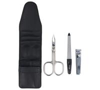 PARSA Beauty Juego de manicura - Juego de manicura - Juego de 3 piezas - Tijeras de uñas compactas de alta calidad de piel auténtica para unas uñas perfectas sobre la marcha - Juego de cuidado de uñas