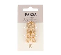 PARSA Beauty Pinza para el pelo de metal con perlas, pasadores dorados Pinzas para cabello 2 piezas