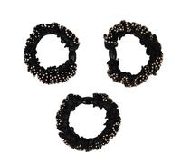 PARSA Beauty SIGNATURE COLLECTION - Coleteros para el pelo, 3 unidades, color negro y dorado