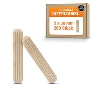 PARSA Manufactory Tacos de madera de 5 mm x 30 mm, 200 unidades, fabricados en Alemania, juego de tacos de madera de haya DIN68150, tacos de madera de alta calidad, ajuste perfecto, no se astillan,
