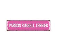 PARSON RUSSELL TERRIER - Letrero de metal vintage de estaño, letrero de calle, decoración del hogar, decoración de habitación, decoración de pared, decoración de baño, decoración de bar, decoración de
