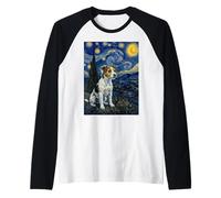 Parson Russell Terrier Perro Van Gogh Noche Estrellada Camiseta Manga Raglan