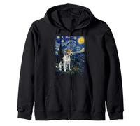 Parson Russell Terrier Perro Van Gogh Noche Estrellada Sudadera con Capucha