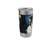 Parson Russell Terrier Perro Van Gogh Noche Estrellada Vaso térmico de acero inoxidable de doble pared