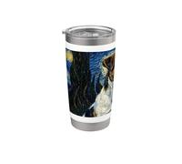 Parson Russell Terrier Perro Van Gogh Noche Estrellada Vaso térmico de acero inoxidable de doble pared