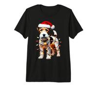 Parson Russell Terrier Sombrero de Papá Noel Luces de Navidad Dueño de Perro Camiseta Premium