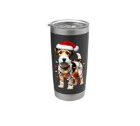 Parson Russell Terrier Sombrero de Papá Noel Luces de Navidad Dueño de perro Vaso térmico de acero inoxidable de doble pared
