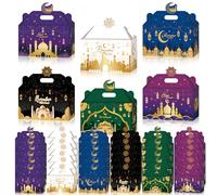 PARSUP 48 cajas de regalo de Ramadán y Eid Mubarak, pequeñas cajas de regalo de regalo, cajas de regalo recicladas, cajas de cartón impresas para dulces, galletas, 6 patrones