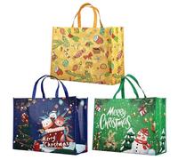 PARSUP Christmas Giant Gift Bags, Heavy Duty Treat Tote Grocery Bags with Handles, Sewing Non-Woven Bags for Gifts Wrapping Shopping, Xmas Party Supplies