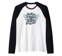 Part Time Human Full Time Angel Parents Kids Cool Wings Camiseta Manga Raglan