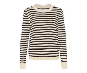 Part Two Women's Jersey Long Sleeves Slim Fit Crew Neck Striped Hip Length, Whitecap Gris Raya, M para Mujer