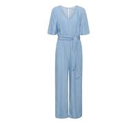 Part Two Women's Jumpsuit Half Sleeves V-Neck Wide Legs Side Pockets Belt Mono, Medium Blue Denim, 40 De Las Mujeres