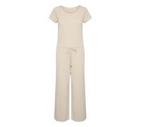 Part Two Women's Jumpsuit Short Sleeves Wide Legs Cropped Jersey Round Neck Mono, Moonbeam, XL De Las Mujeres