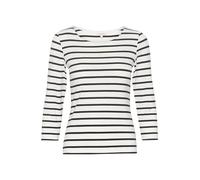 Part Two Women's T-Shirt 3/4 Sleeves Round Neck Slim Fit Jersey tee Hip Length Camisetas, Dark Navy Stripe, S De Las Mujeres