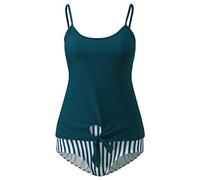 Parte Arriba Bikini Mujer Bikini Braga Brasileña Impreso Split Traje de Baño Sexy Anudado A Rayas para Mujer Trajes de Baño Tankinis Set Que Deja Pasar El Braga Negro (Blue M)