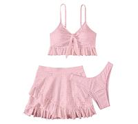 Parte de Abajo Bikini Mujer Camiseta Baño Mujer Traje de Baño Dividido Verano para Falda A La Cadera Traje Comercio Exterior Bikinis Reductores Bikini Brasileño (Red L)