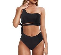 Parte de Arriba Bikini Mujer Bañador Mujer Bikini Traje de Baño Sexy Un Hombro para Traje Baño Up Piezas Cintura Alta Bikinis Que No Dejan Marca Bañador (Black M)