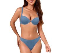 Parte De Arriba Bikini Mujer Bikinis 2026 Push up Bikini de Mujer con y canalé, Corte, Escote en V Fruncido, Estampado Mariposas, Pierna Alta Ropa Talla Grande Bikinis 2026 Braga (Navy, L)