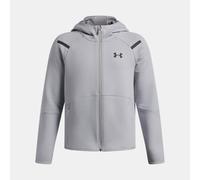 Under Armour Unstoppable Tech - Sudadera con capucha y cremallera completa para niños, gris/negro., 9-10 años