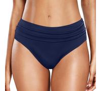 Parte inferior de bikini para mujer, cintura alta, control de barriga, plisada, parte inferior de bikini retro, parte inferior de natación fruncida, color sólido, bikini ajustado para mujer