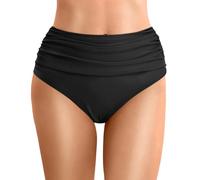 Parte Inferior de Bikinis de Cintura Alta para Mujer, Fruncido, Color Liso, Control de Abdomen Mujer Braguitas Bañador Elástico Alta Braguita Deportes Bragas de Bikini Braga de Playa