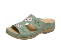 Parte inferior gruesa y moda al aire libre, con puntera abierta, cabeza cuadrada, arrastre frío, zapatos de mujer, tela de mezclilla coreana, sandalias de diva salvaje para mujer, Green, 37.5 EU